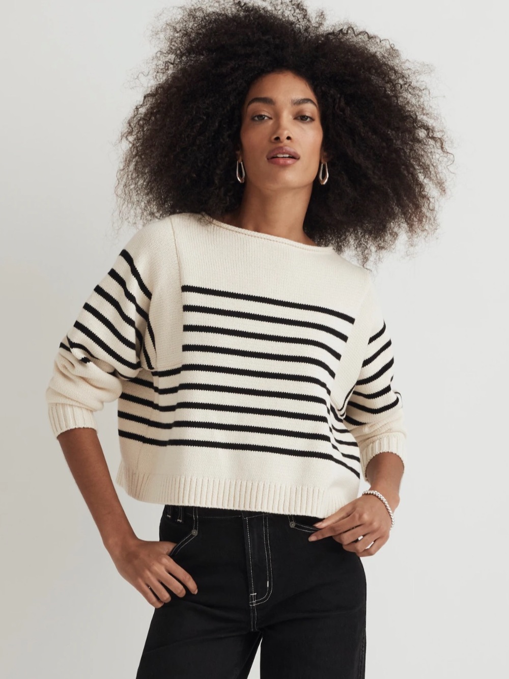 Madewell Striped Rolled-Neck Pullover Sweater